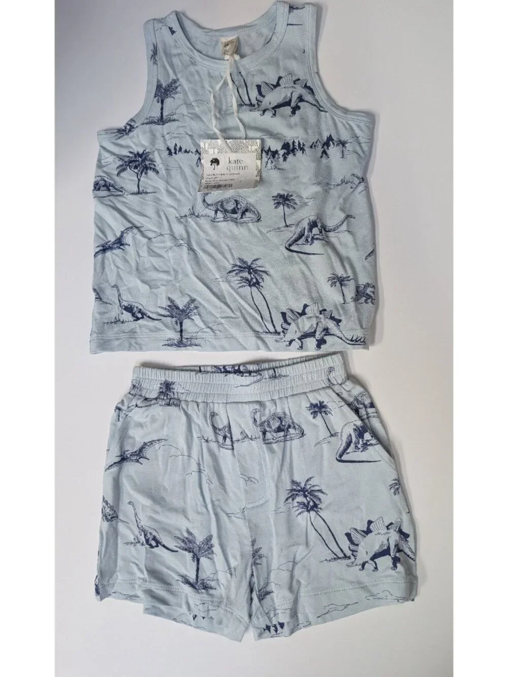 Kate Quinn Bamboo Dinosaur Landscape Tank Top Relaxed Shorts Set 3T